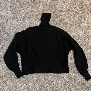 Pink Rose Black Turtleneck Sweater